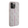 Guess для iPhone 15 Pro чехол PU 4G Stripes Hard Pink (MagSafe)