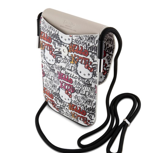 Hello Kitty для смартфонов сумка Wallet Phone Bag PU leather Graffiti Tags with Cord Beige