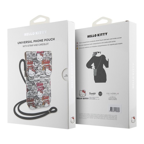 Hello Kitty для смартфонов сумка Wallet Phone Bag PU leather Graffiti Tags with Cord Beige