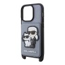 Karl Lagerfeld для iPhone 15 Pro Max чехол Crossbody cardslot PU Saffiano NFT Karl&Choupette Hard Silver