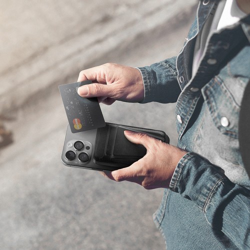 EnergEA АКБ MagWallet CARD, 10000W Magsafe 15W USB-C 20W with Card slots and Stand Gun/Black