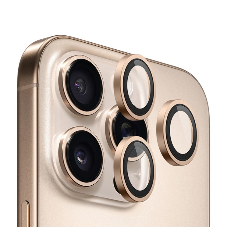 BlueO стекло для iPhone 16 Pro/16 Pro Max, Camera Lens 99-AR PVD Alloy 3 шт. Gold Titan (+instal)