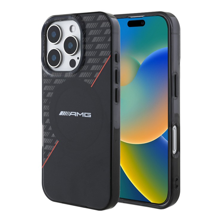 AMG для iPhone 16 Pro Max чехол PC/TPU Double layer Rhombs Black/Red (MagSafe)