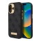 Guess для iPhone 16 чехол PU кожа 4G Plate metal logo Black (MagSafe)