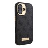 Guess для iPhone 16 чехол PU кожа 4G Plate metal logo Black (MagSafe)