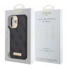 Guess для iPhone 16 чехол PU кожа 4G Plate metal logo Black (MagSafe)