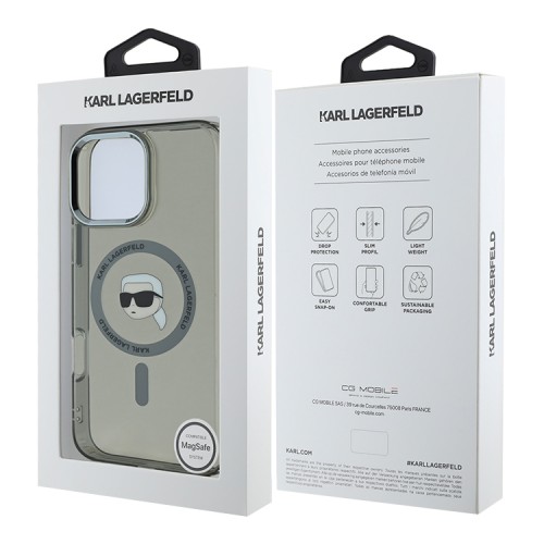Karl Lagerfeld для iPhone 16 Pro чехол PC/TPU NFT Karl Black (MagSafe)