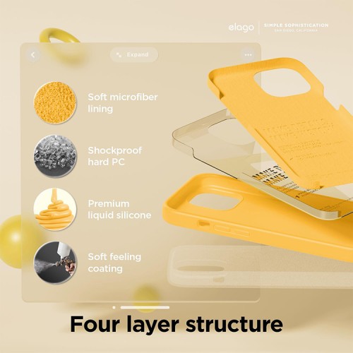 Elago для iPhone 15 чехол Soft silicone (Liquid) Sunshine