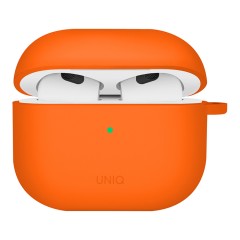 Uniq для Airpods 4 чехол NEXO Liquid silicone +carabin +Sports ear hooks Volt Orange