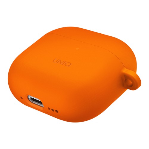 Uniq для Airpods 4 чехол NEXO Liquid silicone +carabin +Sports ear hooks Volt Orange