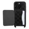 Karl Lagerfeld для iPhone 16 Pro чехол Crossbody cardslot PU Saffiano Monogram NFT Choupette Hard Black