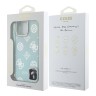 Guess для iPhone 16 Pro Max чехол PC/TPU Peony glitter + Nylon Hand cord Hard Iridescent Turquoise