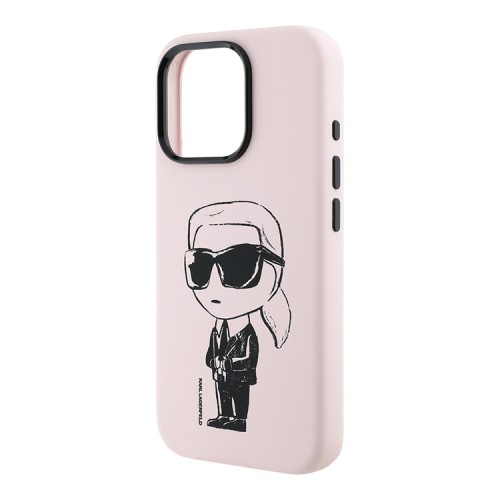 Karl Lagerfeld для iPhone 16 Pro Max чехол Liquid Silicone NFT Graffiti Karl Ikonik Hard Pink (MagSafe)