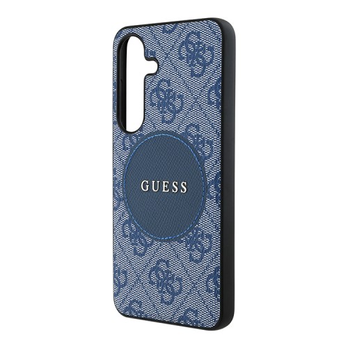 Guess для Galaxy S25+ чехол PU 4G with Round Patch Metal logo Hard Blue (MagSafe)