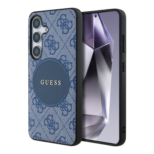 Guess для Galaxy S25+ чехол PU 4G with Round Patch Metal logo Hard Blue (MagSafe)