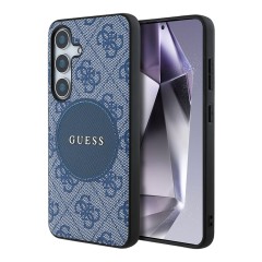 Guess для Galaxy S25+ чехол PU 4G with Round Patch Metal logo Hard Blue (MagSafe)