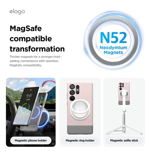 Elago для Galaxy S25 Ultra чехол GLIDE (tpu+pc) Lovely Pink/Medium Grey (Magnetic)