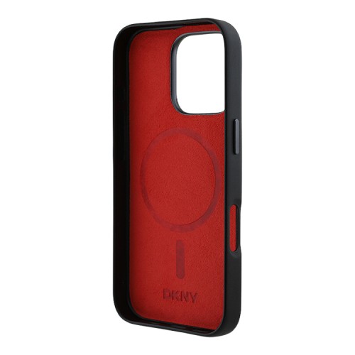 DKNY для iPhone 16 Pro чехол PU Heart Metal logo & Camera Hard Black (MagSafe)