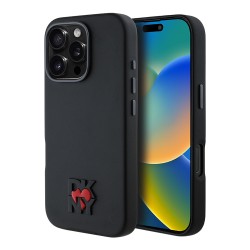 DKNY для iPhone 16 Pro чехол PU Heart Metal logo & Camera Hard Black (MagSafe)