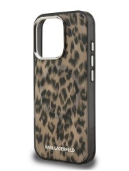 Karl Lagerfeld для iPhone 15 Pro Max чехол PC/TPU Leopard Metal camera Hard Brown (MagSafe)