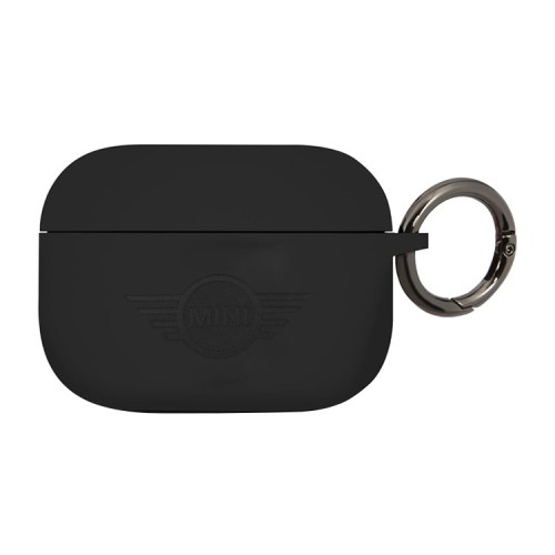 Чехол MINI Liquid silicone Laser logo с кольцом для Airpods Pro, черный