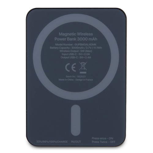 Guess внешний аккумулятор MagSafe для телефона, 4G Diamond logo 3000 mAh 5W Black