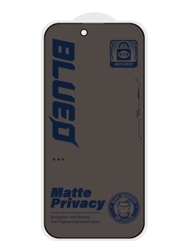 BlueO стекло для iPhone 17 Pro Max/16 Pro Max, Anti-peep Matte with Dustproof receiver Black