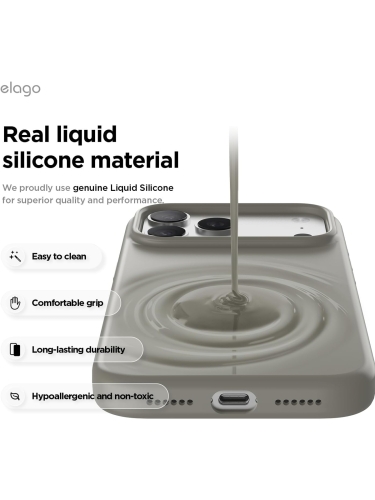 Elago для iPhone 17 Pro чехол Magnetic Silicone Medium Gray (MagSafe)