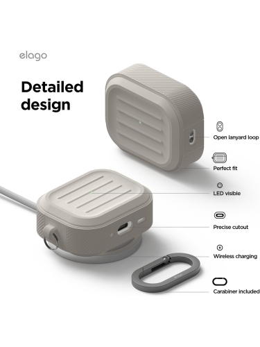 Elago для AirPods Pro 3 чехол Armor Silicone Hang case Stone