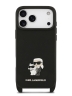 Karl Lagerfeld для iPhone 17 Pro Max чехол Crossbody PU Saffiano NFT Karl&Choupette Metal Hard + Strap Black