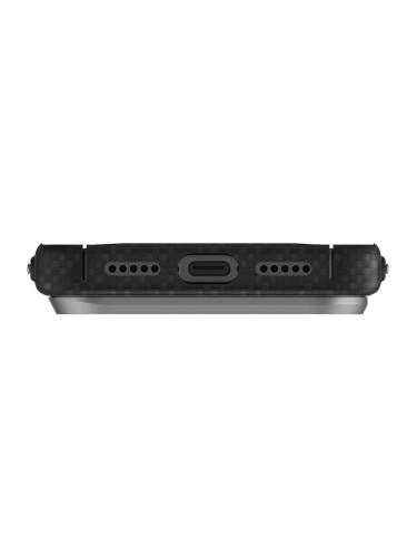 Uniq для iPhone 17 Pro чехол KEVA EDGE Full Kevlar Carbon Black (MagSafe)