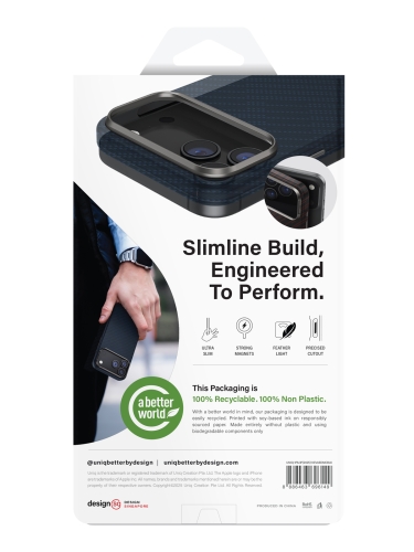 Uniq для iPhone 17 Pro чехол KEVA EDGE Full Kevlar Carbon Black (MagSafe)