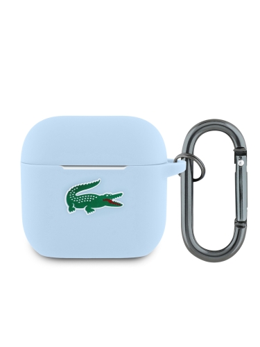 Lacoste для AirPods 4 чехол Liquid silicone Croc Logo Light Blue