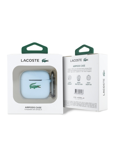 Lacoste для AirPods 4 чехол Liquid silicone Croc Logo Light Blue