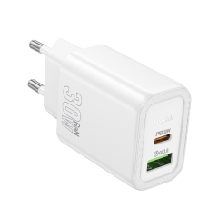 HOCO сетевое зарядное устройство N63 Gentle charger Type-C PD30W + USB-A QC3.0 White