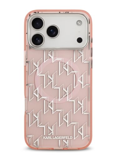 Karl Lagerfeld для iPhone 17 Pro чехол IML KL Monogram Metal camera Hard Pink (MagSafe)