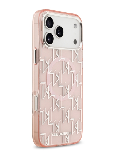 Karl Lagerfeld для iPhone 17 Pro чехол IML KL Monogram Metal camera Hard Pink (MagSafe)