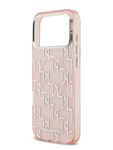 Karl Lagerfeld для iPhone 17 Pro чехол IML KL Monogram Metal camera Hard Pink (MagSafe)