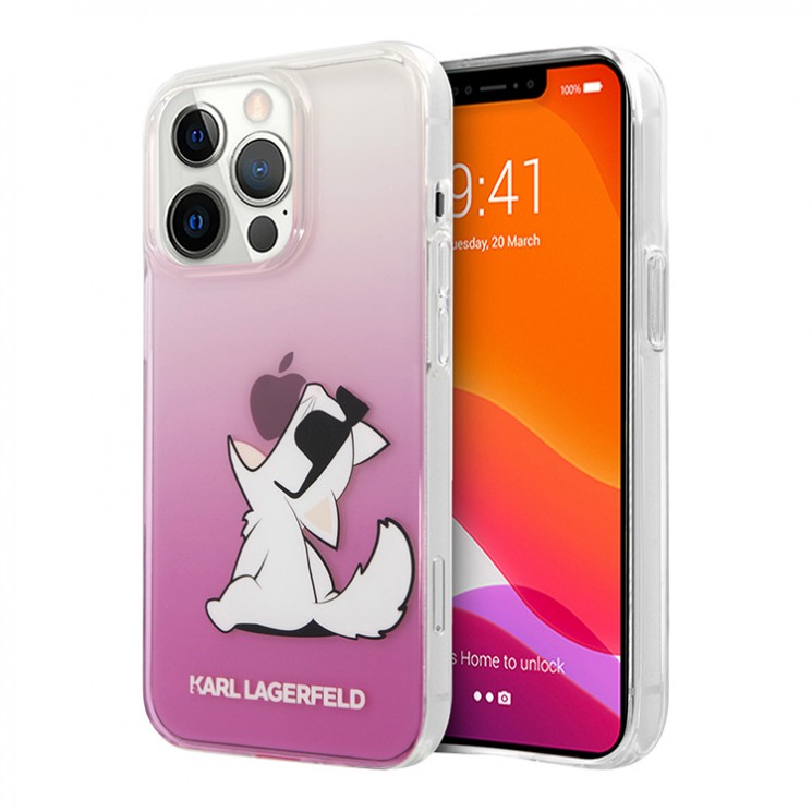 Чехол Karl Lagerfeld Choupette Fun Hard Gradient для iPhone 13 Pro Max, розовый