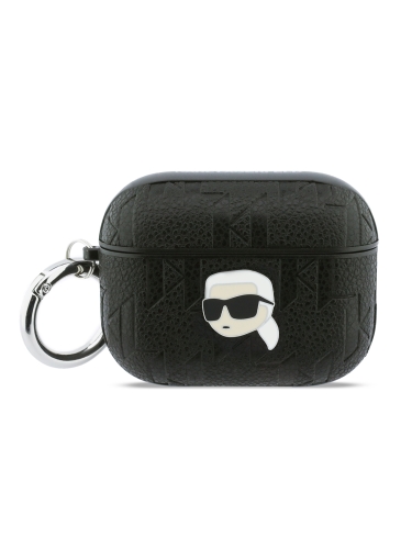 Karl Lagerfeld для Airpods Pro 3 чехол PU Saffiano Monogram with ring NFT Metal Head Karl Black