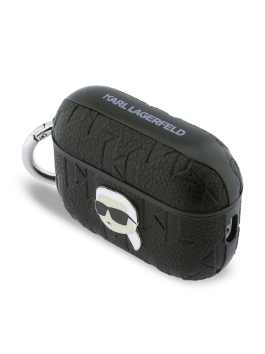 Karl Lagerfeld для Airpods Pro 3 чехол PU Saffiano Monogram with ring NFT Metal Head Karl Black