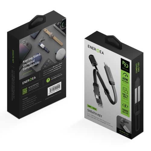 Energea Кабель Sheath Key 2-in-1 USB-C to C+A 60W 480 Mbps Gun 15cm