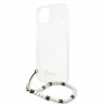 Чехол Guess Script logo Hard +Pearl strap White для iPhone 13, прозрачный