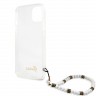 Чехол Guess Script logo Hard +Pearl strap White для iPhone 13, прозрачный