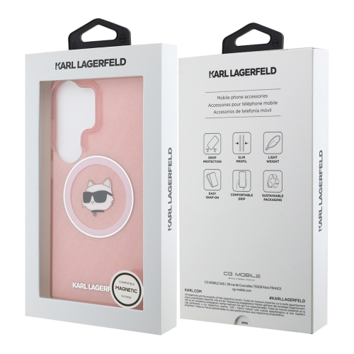 Karl Lagerfeld для Galaxy S26 Ultra чехол IML NFT Choupette Head on logo Hard Pink (MagSafe)