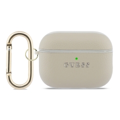 Guess для Airpods Pro 3 чехол PU Grained leather with Classic metal logo and Carabin Gold