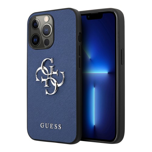 Чехол Guess PU Saffiano 4G Big metal logo Hard для iPhone 13 Pro, синий