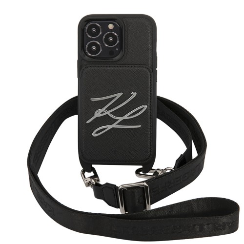 Чехол Lagerfeld Crossbody cardslot PU Saffiano Autograph Hard для iPhone 13 Pro, черный