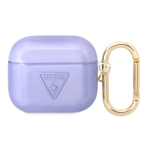 Чехол Guess Translucent Palm Tree с карабином для Airpods 3 (2021), фиолетовый