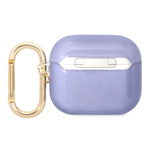 Чехол Guess Translucent Palm Tree с карабином для Airpods 3 (2021), фиолетовый